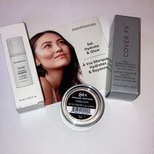 Makeup setting spray/powder bundle.